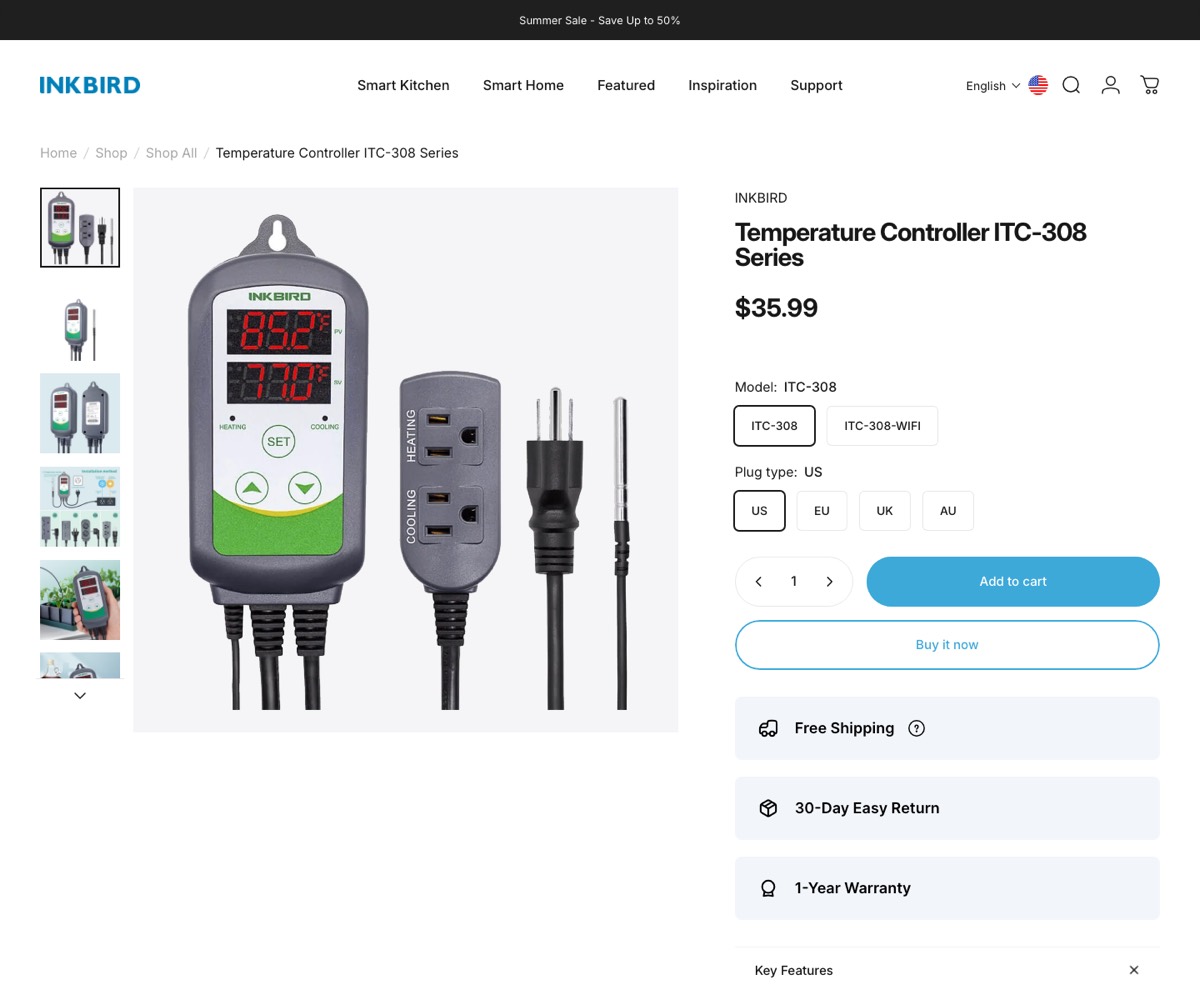 The ITC-308 product page. 477 words, 23 sections, 70 images.